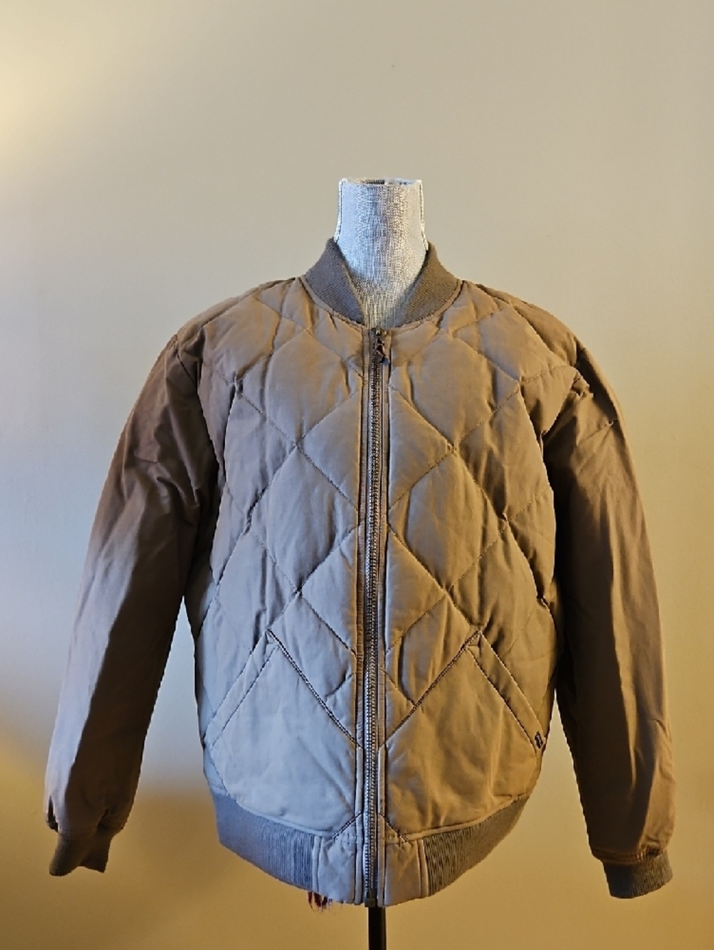 Eddie Bauer Quilted Bomber Jacket in Taupe